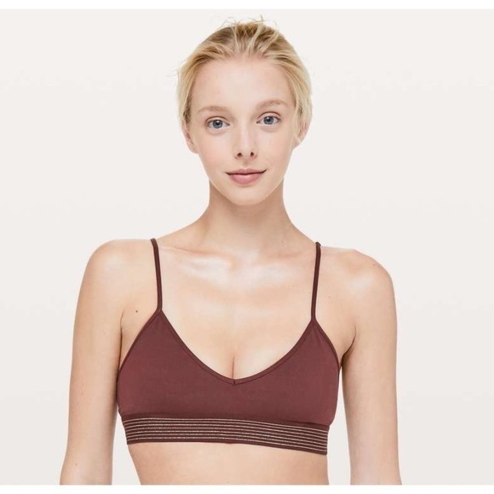 Lululemon Principal Dancer Golden Lining Bralette Size 2 Midnight Maroon